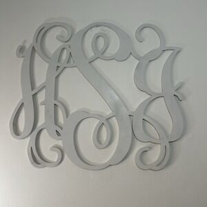 Custom Wood Monogram 'HSJ' Wall Art Painted Birch White Initials 24X27" BIG